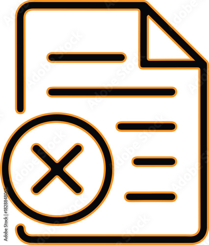 Document with a red cross symbol icon