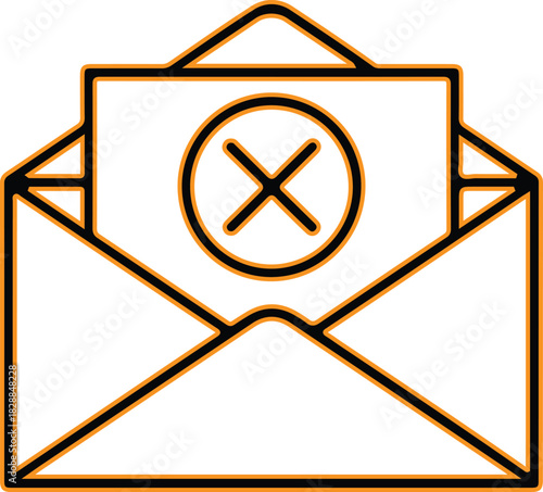 Email with a cross symbol indicating error or rejection