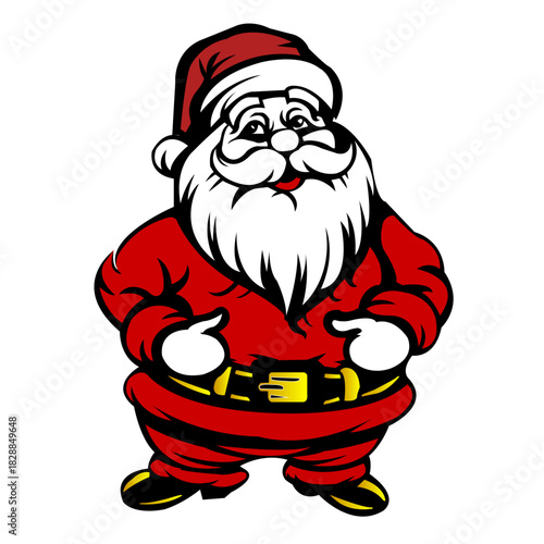 Jolly Santa Claus Vector Illustration in Red and White