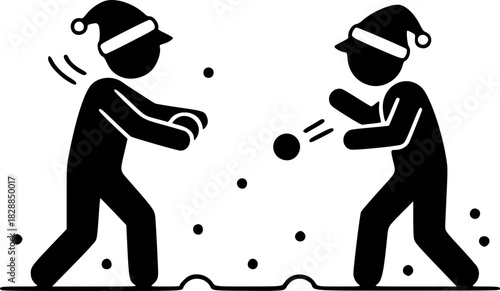 Kids Having a Snowball Fight Icon