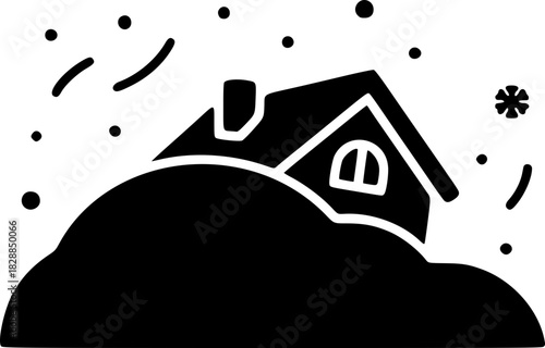 House or Home with Snow Roof Icon