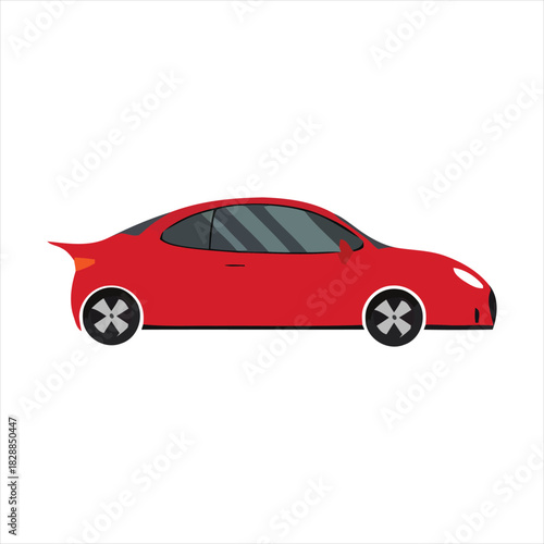 Red coupe car icon design, representing transportation, automobile, and vehicle concepts for various uses