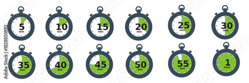 Time counter clock timer 1 to 1 hour vector icon