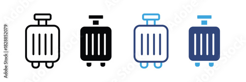  suitcase icon set. luggage bag symbol. vector illustration