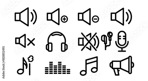 Collection of Diverse Audio and Sound Related Icons.