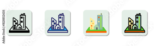 Building Icon Multi Style Vector Illustration