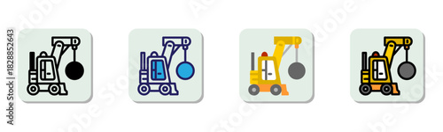 Demolition Icon Multi Style Vector Illustration