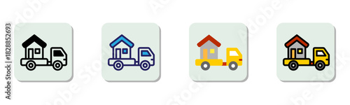 Moving Truck Icon Multi Style Vector Illustration