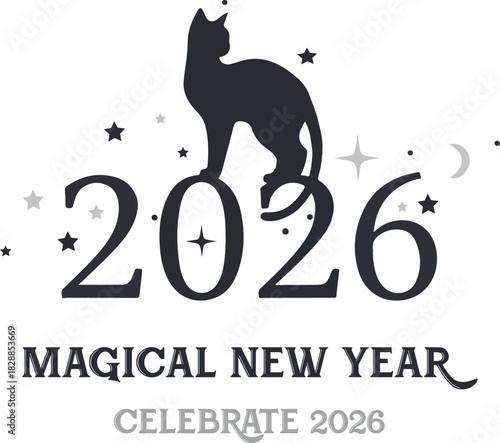 Ethereal Midnight Cat Icon Marking the Dawn of Twenty Twenty Six