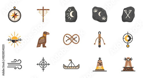 Collection of Viking Symbols and Norse Mythology Icons.