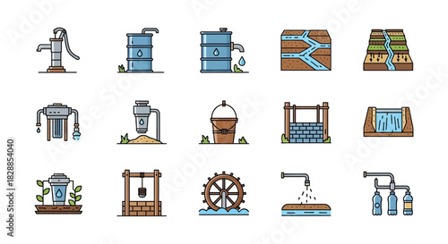 Collection of Water Related Icons and Illustrations.