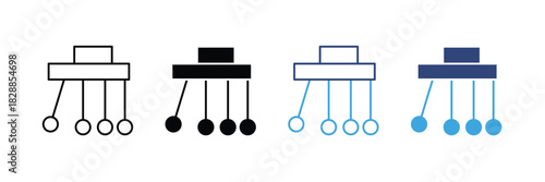 Newtons cradle icon set. vector illustration