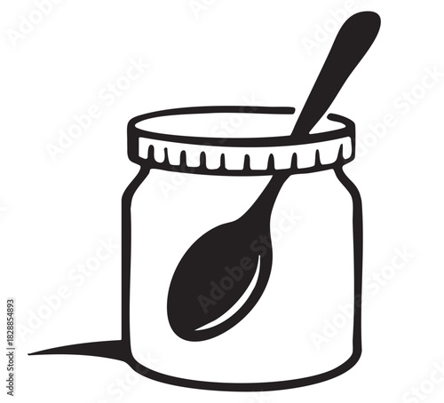 Jar, Spread Jar, Jam Jar, container, spoon
