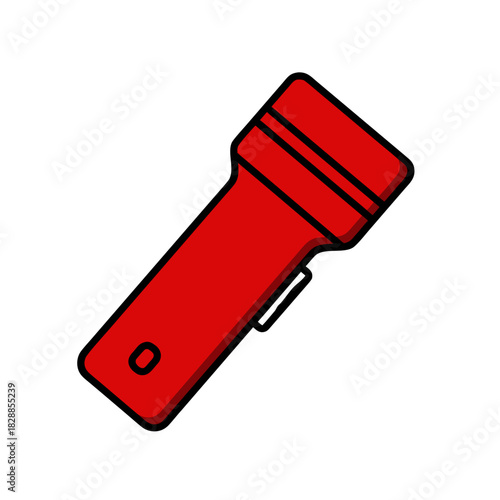 Minimalist Flat Vector Art of a Red and Black Blowtorch with Simple Rounded Shapes on a Black Background