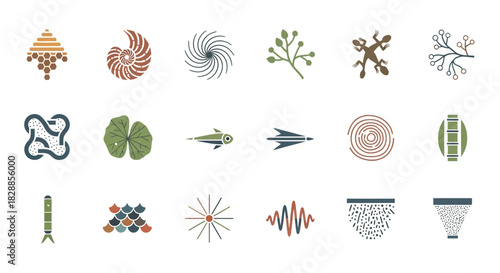 Collection of Abstract Geometric and Organic Shapes in Flat Design.