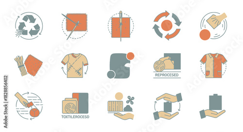 Recycling and waste management icons for environmental protection.