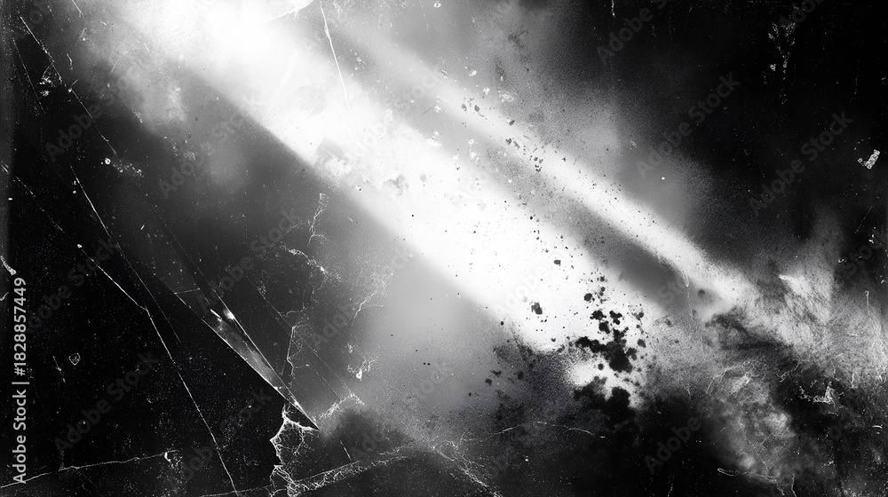 Fototapeta premium Old film texture with scratches, noise and glitch shapes. Realistic film texture in black-white, dust and grain. Stock Illustration