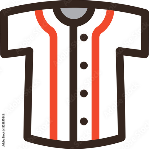 白と赤のラインが映える野球ユニフォームアイコン