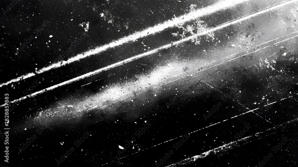 Obraz premium Old film texture with scratches, noise and glitch shapes. Realistic film texture in black-white, dust and grain. Stock Illustration