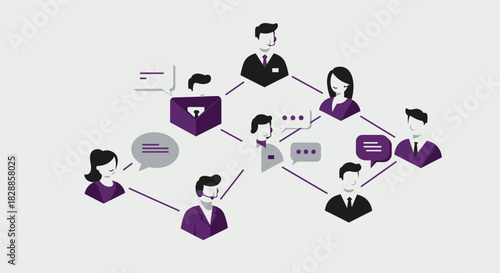 Network of People Communicating with Speech Bubbles.