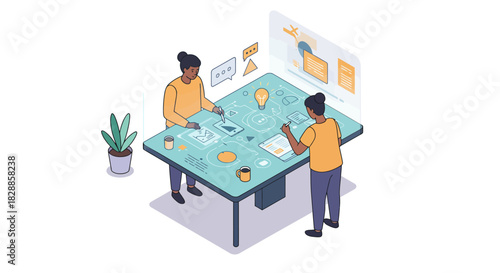 Two People Collaborating on a Digital Project.