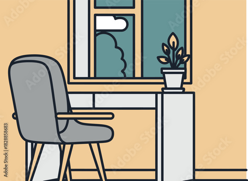 Comfortable dining room interior design featuring a wooden table, chairs, and stylish home furniture