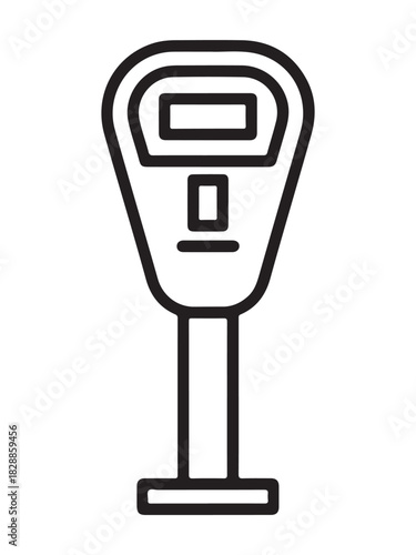 Modern smart parking meter icon with digital display and payment slot silhouette