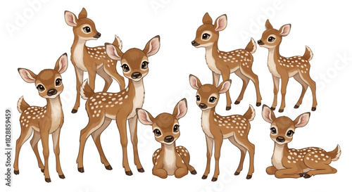 Set of cartoon reindeer