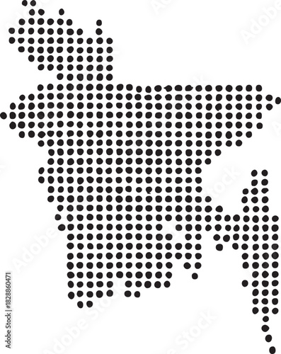 Abstract dotted map of bangladesh, a minimalist and modern digital graphic representation of the nation's precise geographical borders. isolated on white background