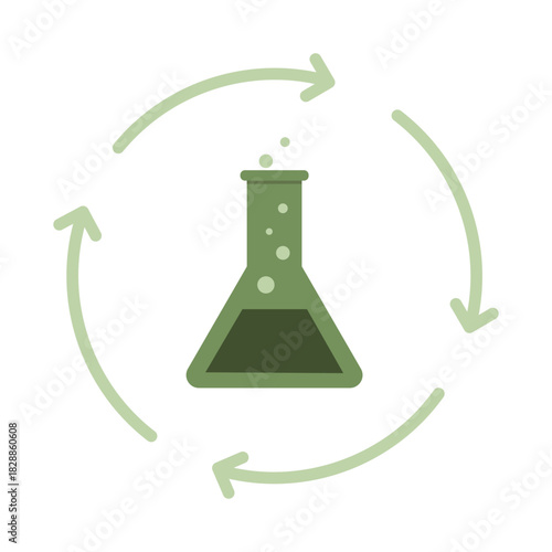 Chemical flask icon. Recycling cycle symbol. Ecology process Vector. Science experiment sign.