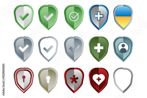 Free Download Security shield set. Protection icon collection. Guard symbol Vector. Safety badge group. - GFXLoad