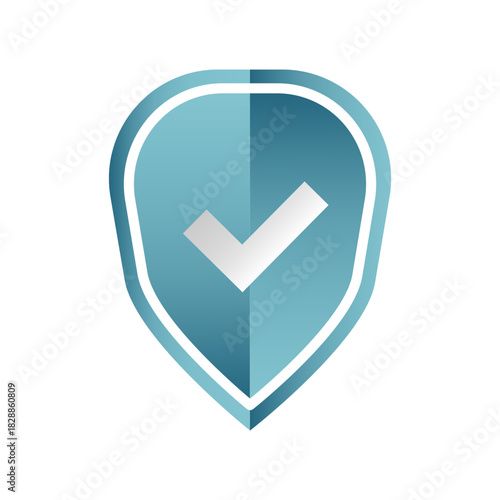Blue shield icon. Check mark symbol. Success tick Vector. Security badge.