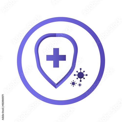 Blue shield icon. Medical cross symbol. Virus protection Vector. Health defense.