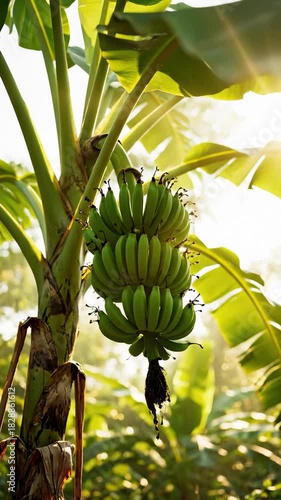 Wallpaper Mural Green Bananas Growing on Tree in Sunlight Torontodigital.ca