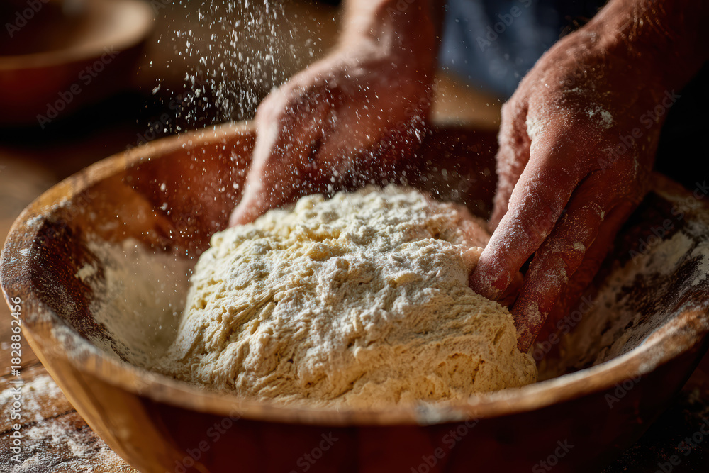 Fototapeta premium close-up flour-dusted dough ball on isolated background