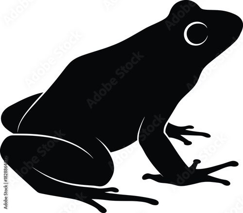 Silhouette of a frog in sitting position with bent legs and splayed toes for amphibian and design themes