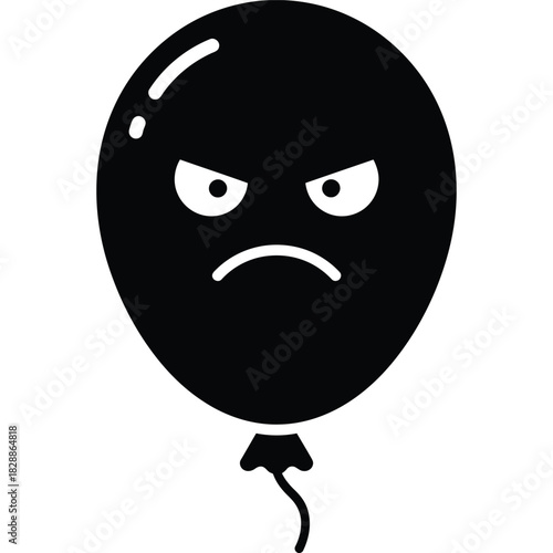 Angry balloon icon in black and white face illustration symbol vector party celebration decoration event