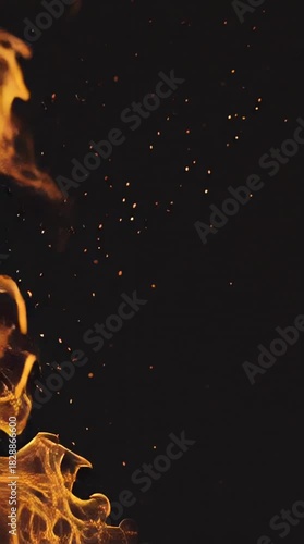 Fiery flame displayed against a black backdrop in high definition