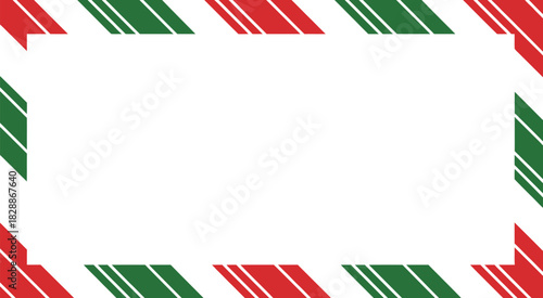 Candy Cane Christmas Frame With Blank Space Vector Illustration With Red And White Striped Border And Decorative Rectangle Layout For Holiday Card Background Festive