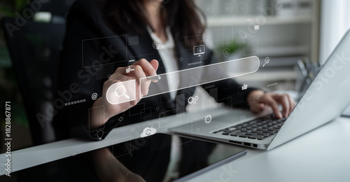 Search engine interface for accessing digital information and online data. Search engine finds data, search engine supports research, drives marketing, search engine improves SEO. Latch