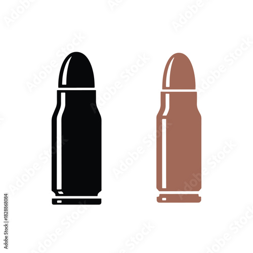 Two stylized bullets one black one brown on white background ammo ammunition