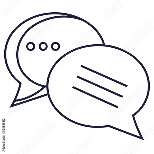 Two speech bubbles with lines and dots