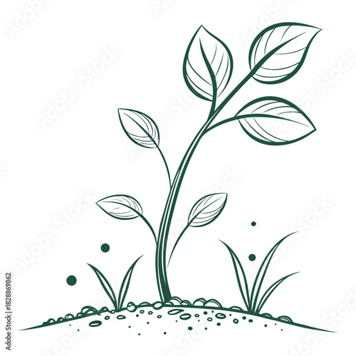 Hand drawn seedling, a symbol of new life and growth