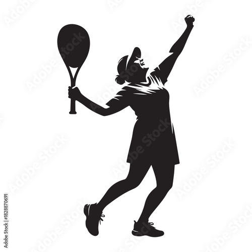 pickleball grandma winning match celebration vector silhouette clip art logo design illustration