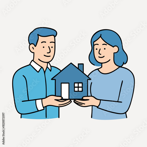 Couple holding house future home saving concept