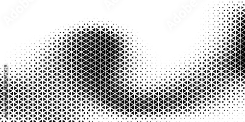 Abstract geometric black and white deco art halftone hexagone and triangle print pattern