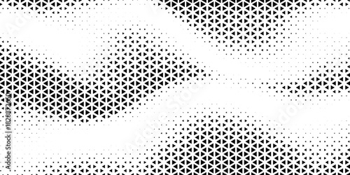 Abstract geometric black and white deco art halftone hexagone and triangle print pattern