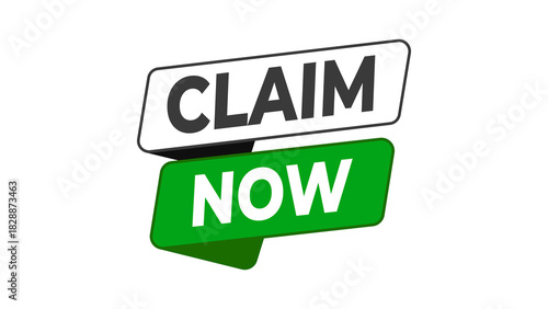 Claim now button graphic with modern design and 3d shadow effect, urging immediate digital action, exclusive offers, and benefits isolated on transparent background