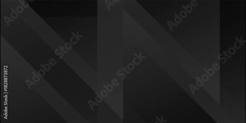 Modern black white abstract background. Minimal. Gradient. Dark grey banner with geometric shapes, lines, stripes, triangles. Design. Futuristic. Cut paper or metal effect. Origami, mosaic, geometry.