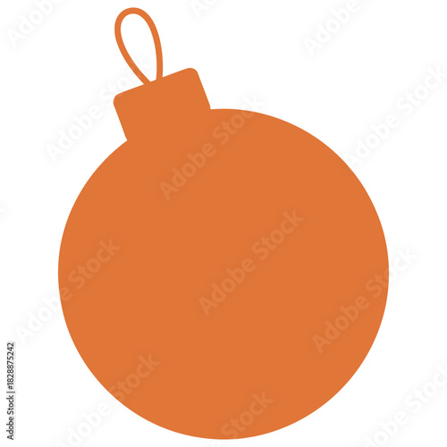 Simple orange silhouette icon of a round christmas tree ornament with a hanging loop